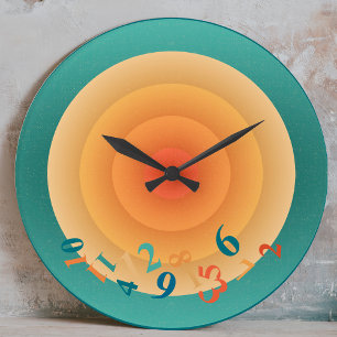 Grande Horloge Ronde Soleil Rétro Radial