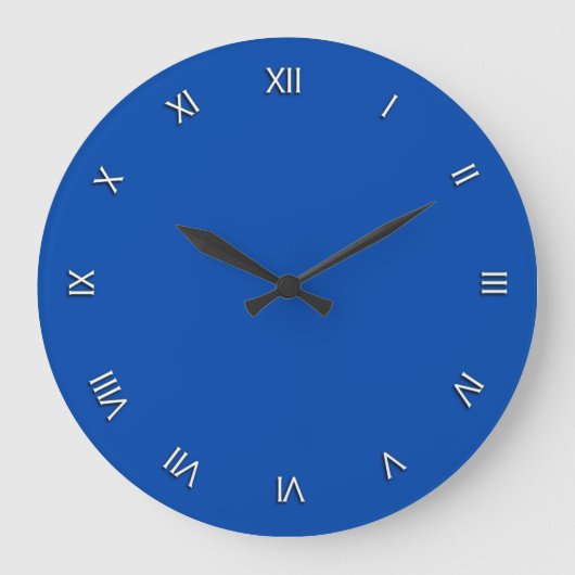 Grande Horloge Ronde Solid Cobalt Blue White Roman Numerals Wall Clock (Recto)