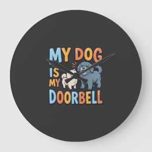 Grande Horloge Ronde Sonnette Drôle pour Amoureux de Chiens