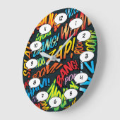 Grande Horloge Ronde Sons rétro de bande dessinée Pop Art (Angle)