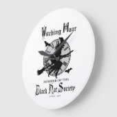 Grande Horloge Ronde Sorcière d'Halloween Vintage moderne (Angle)