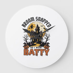 Grande Horloge Ronde Sorcière drôle Halloween Maison hantée Graphique C