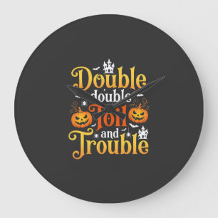 Grande Horloge Ronde Sorcière Halloween Double Double Toil and Trouble