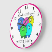 Grande Horloge Ronde Sortez la laine, il est temps de tricoter (Angle)