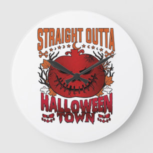 Grande Horloge Ronde Sortis d'Halloween Town Fantômes de citrouille rou