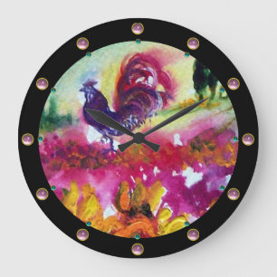 GRANDE HORLOGE RONDE SOUFFLE ET ROOSTER NOIR