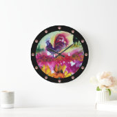 GRANDE HORLOGE RONDE SOUFFLE ET ROOSTER NOIR (Maison)