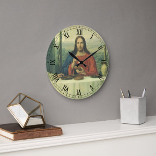 Grande Horloge Ronde Souper vintage à Emmaüs avec Jésus-Christ