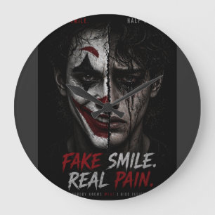 Grande Horloge Ronde « Sourire Faux, Douleur Réelle : La Vérité Derrièr