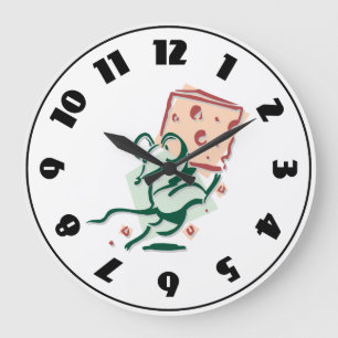 Grande Horloge Ronde Souris prenant l'horloge de fromage