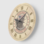 Grande Horloge Ronde Souviens-toi de la fête des anciens combattants (Angle)