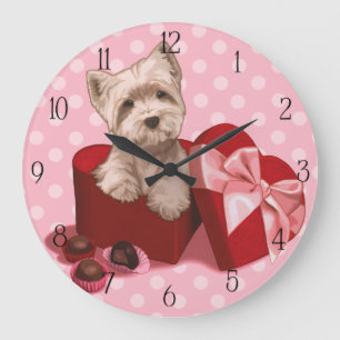 Grande Horloge Ronde Soyez mon chiot de Valentine Westie