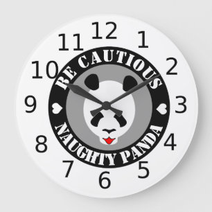 Grande Horloge Ronde Soyez prudent Naught Panda