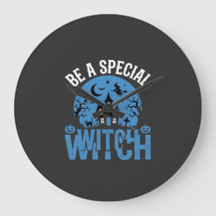 Grande Horloge Ronde Soyez un design Halloween de sorcière spéciale_1