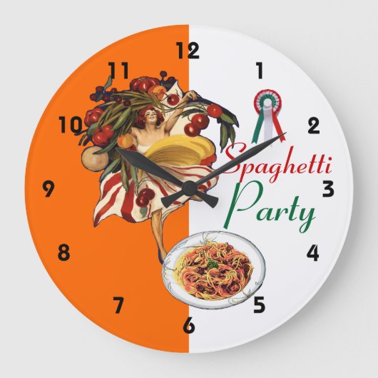 GRANDE HORLOGE RONDE SPAGHETTI PARTY DANCE, CUISINE ITALIENNE ET TOMATE (Recto)