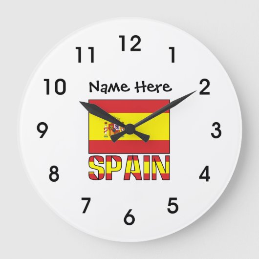 Grande Horloge Ronde Spain and Spanish Flag with Your Name (Recto)