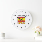 Grande Horloge Ronde Spain and Spanish Flag with Your Name (Maison)