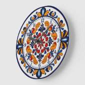 Grande Horloge Ronde Spanish Talavera Style Numbered Clock (Angle)