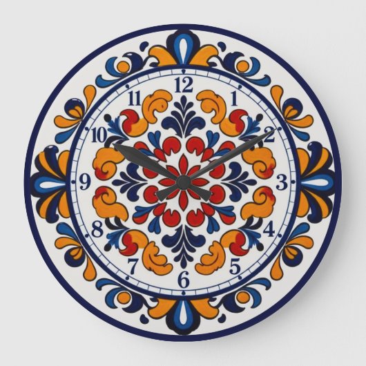 Grande Horloge Ronde Spanish Talavera Style Numbered Clock (Recto)
