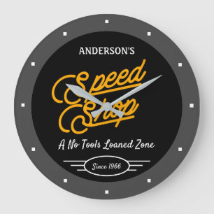 Grande Horloge Ronde Speed Shop N'Importe Quel Nom Rétro Depuis Date G