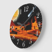 Grande Horloge Ronde Sphinx & Lune sur l'horloge égyptienne Gizeh Pyram (Angle)