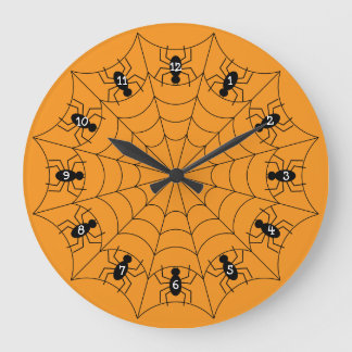 Grande Horloge Ronde Spiders on a Web Clock in Orange