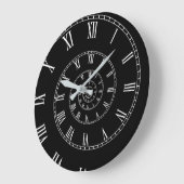 Grande Horloge Ronde Spirale antique blanche/noire (Angle)