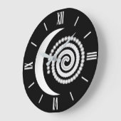 Grande Horloge Ronde Spirale de la lune d'argent (Angle)