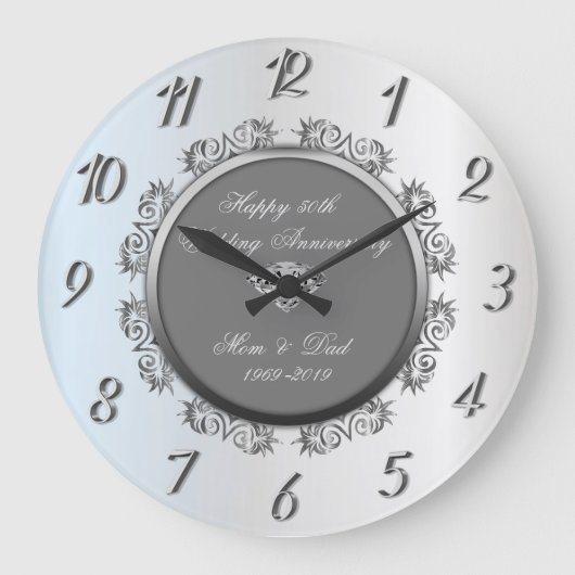 Grande Horloge Ronde Spirales argentées diamant 50e anniversaire de mar (Recto)