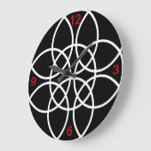 Grande Horloge Ronde Spirales blanches sur noir (Angle)