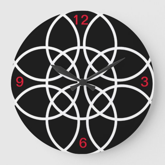 Grande Horloge Ronde Spirales blanches sur noir (Recto)