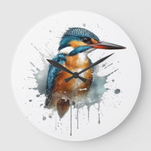 Grande Horloge Ronde Splash Martin-pêcheur
