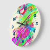 Grande Horloge Ronde Splattered paint rainbow digital art creative (Angle)