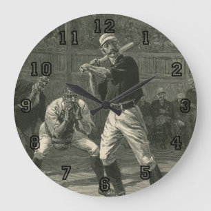 Grande Horloge Ronde Sports vintages, joueurs de baseball par Thulstrup