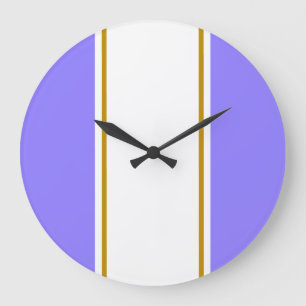 Grande Horloge Ronde Sporty Chic Lavender White Vertical Racing Stripes