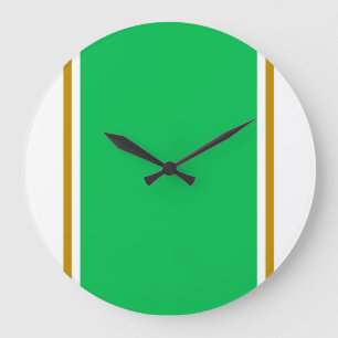 Grande Horloge Ronde Sporty Pretty Green White Vertical Racing Stripes