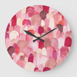 Grande Horloge Ronde Spot Medley : Rêve Textile Rose-Rouge.