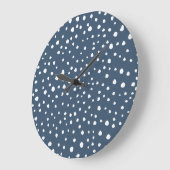 Grande Horloge Ronde Spots Dalmatiens Bleus Marine, Points Dalmatiens,  (Angle)
