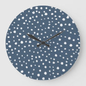 Grande Horloge Ronde Spots Dalmatiens Bleus Marine, Points Dalmatiens,  (Recto)