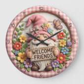 Grande Horloge Ronde Spring Gnome Welcome Friends (Recto)