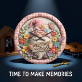 Grande Horloge Ronde Spring Gnome Welcome Friends
