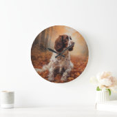 Grande Horloge Ronde Springer Spaniel à l'automne Feuilles automne Insp (Maison)