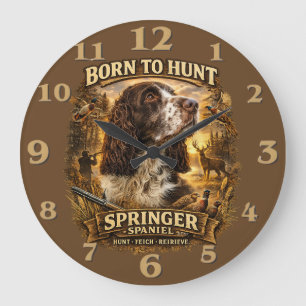 Grande Horloge Ronde Springer Spaniel Anglais Chien de Chasse