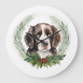 Grande Horloge Ronde Springer spaniel Noël Wreath Festive Pup (Recto)