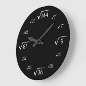 Grande Horloge Ronde Square Root Large Wall Clock (Black/White) (Angle)