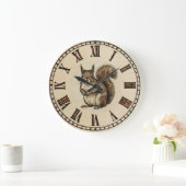 Grande Horloge Ronde Squirrel Wall Clock - Warm Woodland Touch (Maison)
