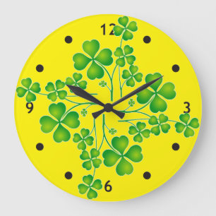 Grande Horloge Ronde St. Patrick's Day Clover / Shamrocks + vos idées