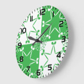 Grande Horloge Ronde St Patricks Day Green Clover Star Geometric (Angle)