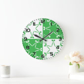 Grande Horloge Ronde St Patricks Day Green Clover Star Geometric (Maison)
