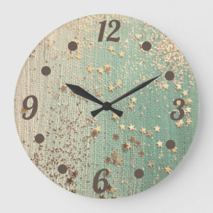 Grande Horloge Ronde Stardust or sur Sea Green